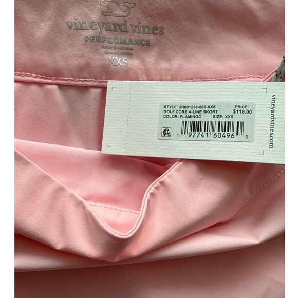 Vineyard Vines Performance Golf Core A-Line Skort in Flamingo Pockets Size XXS - Picture 8 of 9